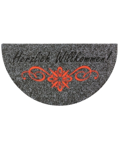 Fußmatte herzlich Willkommen anthrazit halbrund 40x75cm