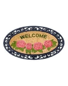 Kokos-Gummimatte Rose oval 45x70cm