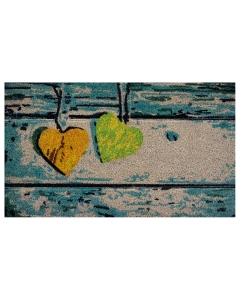Kokosfußmatte Coco Design Wood Hearts