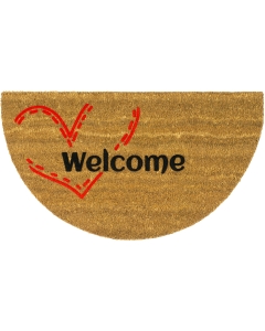 Kokosfußmatte Cocoflock welcome herz halbrund 40x75cm