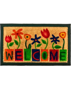Kokosfußmatte Welcome Blumen 45x75cm