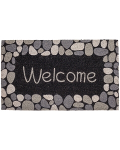 Kokosfußmatte Welcome grau 45x75cm